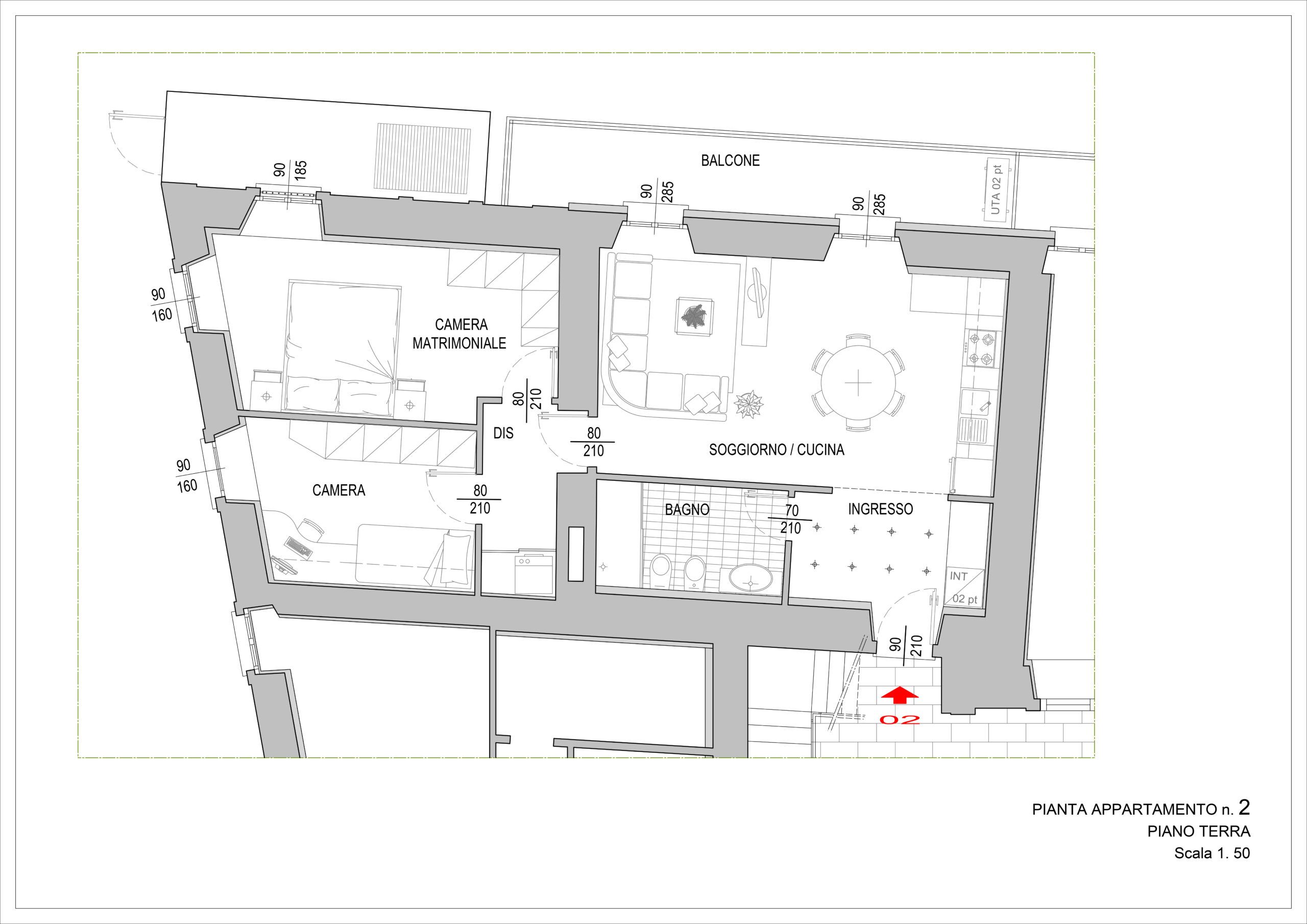 Piantina di un appartamento in classe A in vendita alla Curt' Brusada di Briosco (MB)
