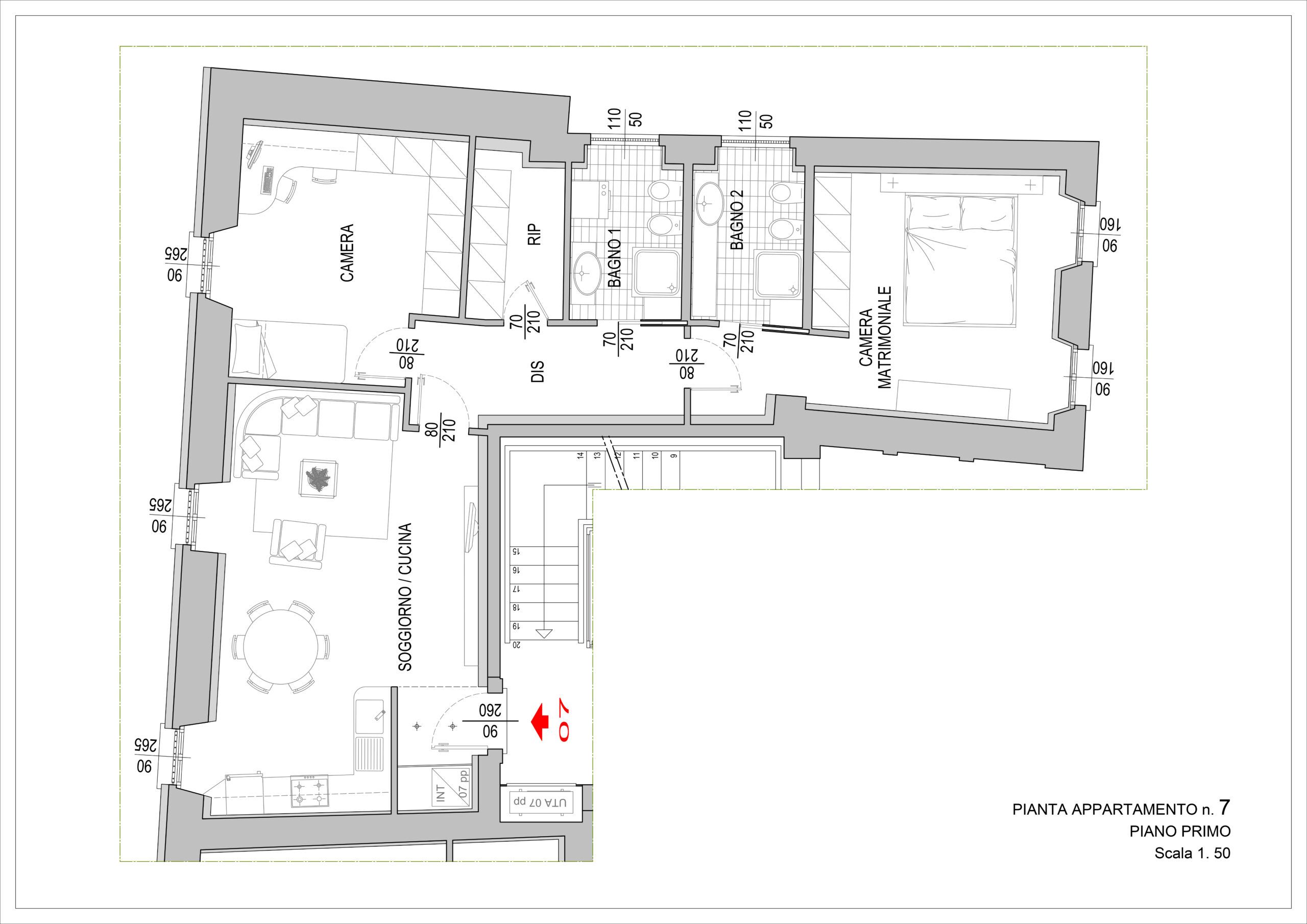 Piantina di un appartamento in classe A in vendita alla Curt' Brusada di Briosco (MB)