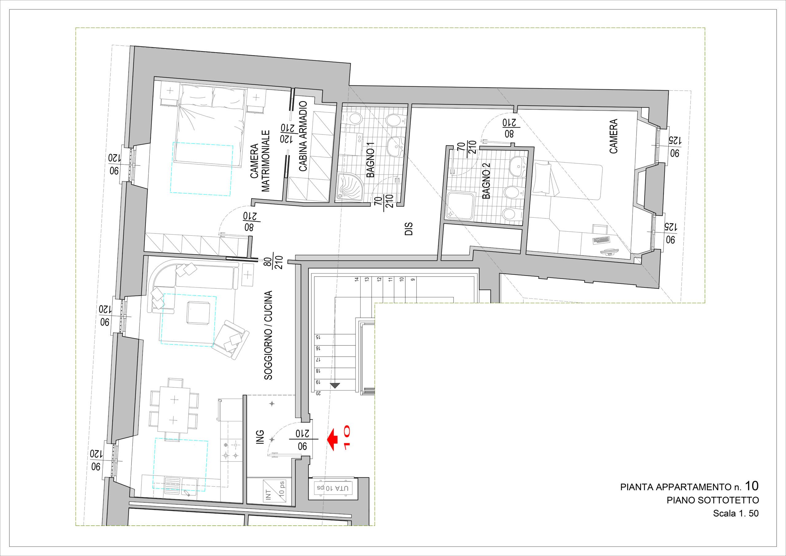 Piantina di un appartamento in classe A in vendita alla Curt' Brusada di Briosco (MB)